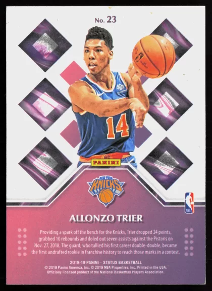 2018 2018-19 Panini Status Allonzo Trier Basketball card — Back thumbnail