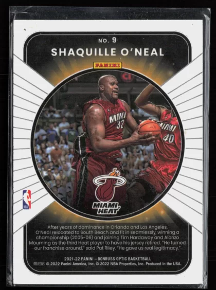 2021 2021-22 Donruss Optic Shaquille O'Neal Basketball card — Back thumbnail
