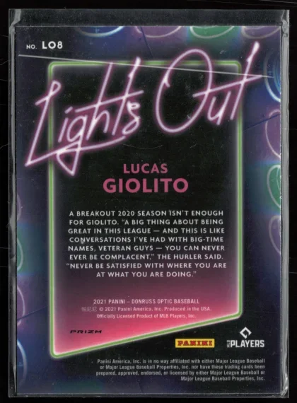 2021 2021 Donruss Optic Lucas Giolito Baseball card — Back thumbnail
