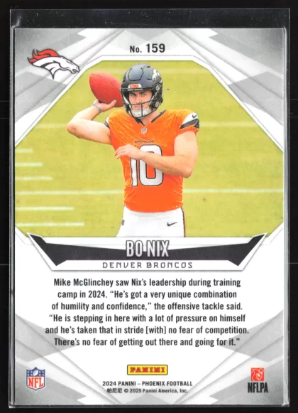 2024 2024 Panini Phoenix Bo Nix Football card — Back thumbnail