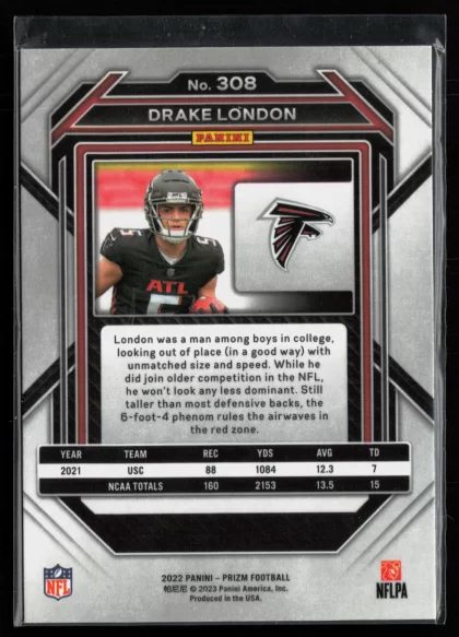 2022 2022 Panini Prizm Drake London Football card — Back thumbnail