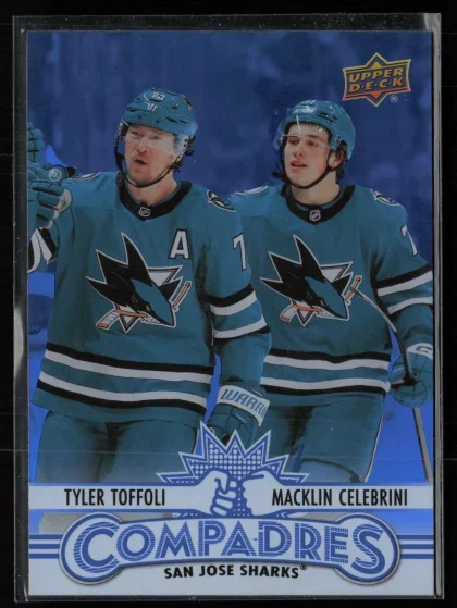 2025 2025-26 Upper Deck Macklin Celebrini / Tyler Toffoli Hockey card — Front