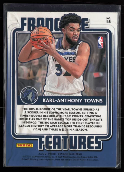 2020 2020-21 Donruss Karl-Anthony Towns Basketball card — Back thumbnail