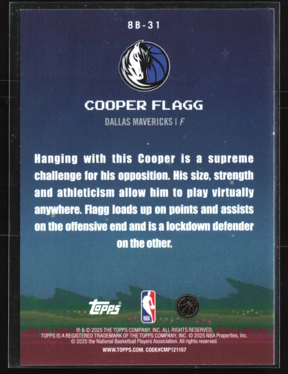 2025 2025-26 Topps Cooper Flagg Basketball card — Back thumbnail