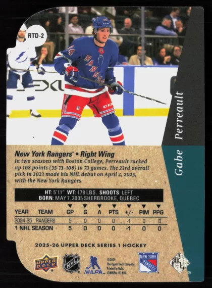 2025 2025-26 Upper Deck Gabe Perreault Hockey card — Back thumbnail