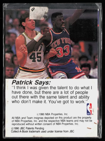 1990 1990-91 Hoops CollectABooks Patrick Ewing Basketball card — Back thumbnail