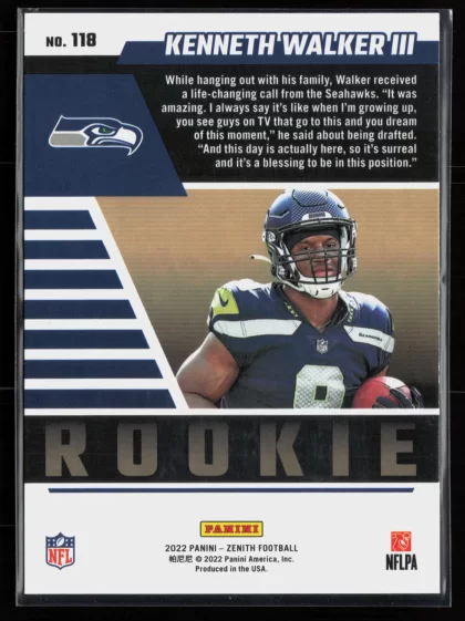 2022 2022 Zenith Kenneth Walker III Football card — Back thumbnail