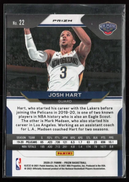2020 2020-21 Panini Prizm Josh Hart Basketball card — Back thumbnail