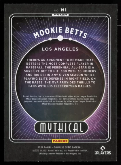2021 2021 Donruss Optic Mookie Betts Baseball card — Back thumbnail