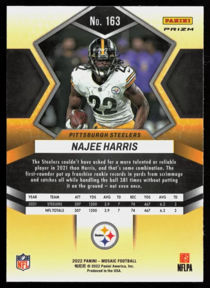 2022 2022 Panini Mosaic Najee Harris Football card — Back thumbnail