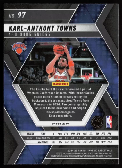 2024 2024-25 Panini Mosaic Karl-Anthony Towns Basketball card — Back thumbnail