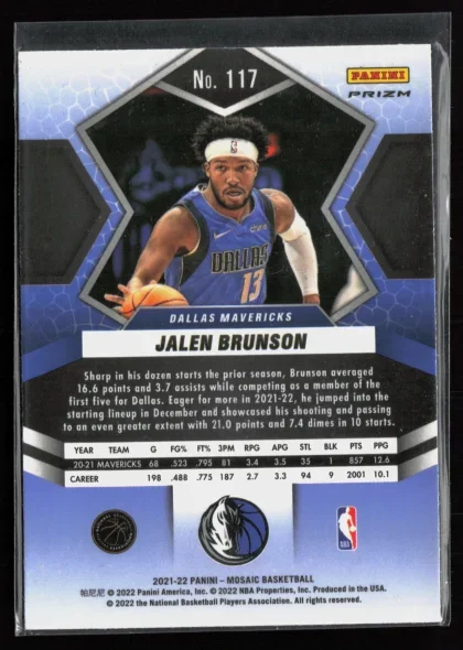 2021 2021-22 Panini Mosaic Jalen Brunson Basketball card — Back thumbnail