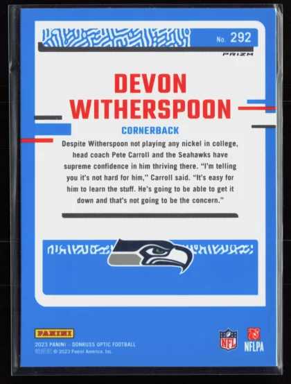 2023 2023 Donruss Optic Devon Witherspoon Football card — Back thumbnail