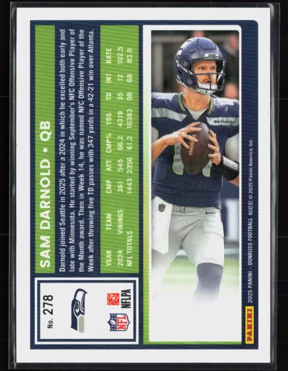 2025 2025 Donruss Sam Darnold Football card — Back thumbnail