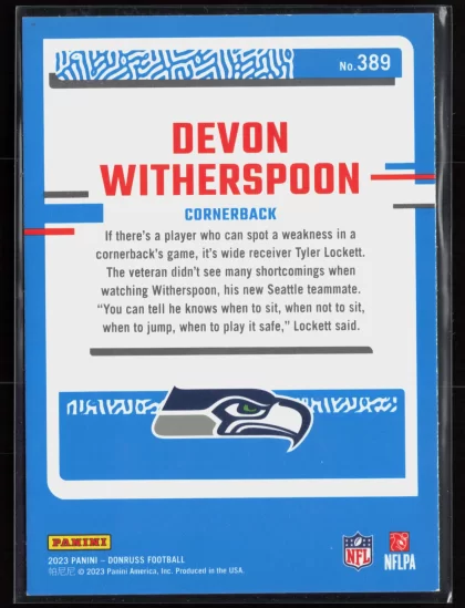 2023 2023 Donruss Devon Witherspoon Football card — Back thumbnail