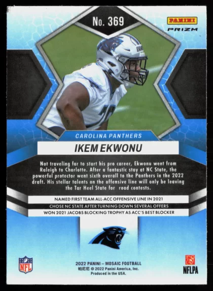 2022 2022 Panini Mosaic Ikem Ekwonu Football card — Back thumbnail