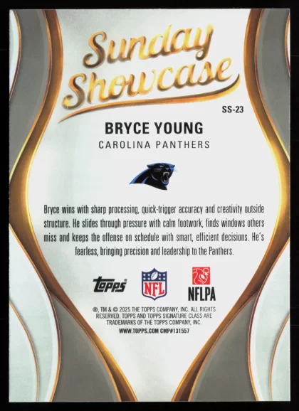 2025 2025 Topps Signature Class Bryce Young Football card — Back thumbnail