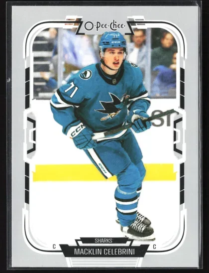 2025 2025-26 O-Pee-Chee Macklin Celebrini Hockey card — Front