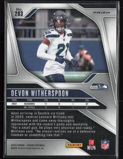 2024 2024 Panini Prizm Devon Witherspoon Football card — Back thumbnail