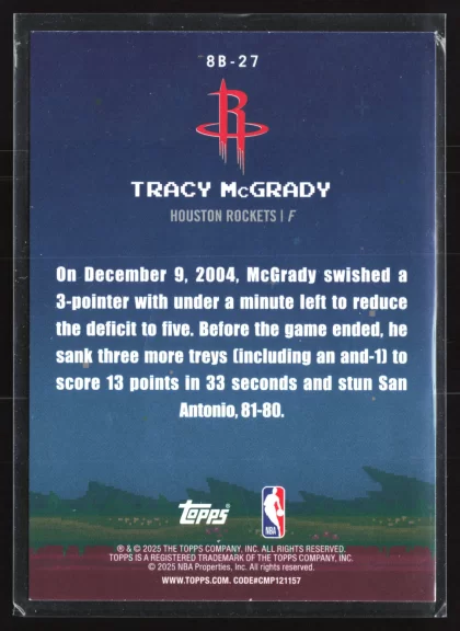2025 2025-26 Topps Tracy McGrady Basketball card — Back thumbnail