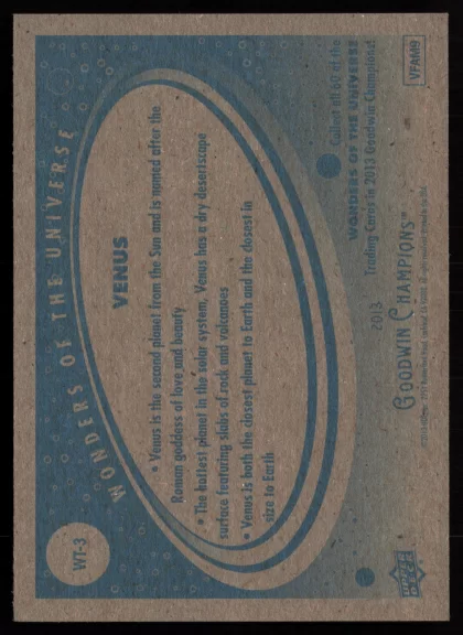 2013 2013 Upper Deck Goodwin Champions Venus Multisport card — Back thumbnail
