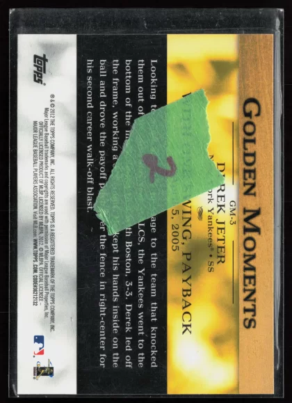 2012 2012 Topps Derek Jeter Baseball card — Back thumbnail