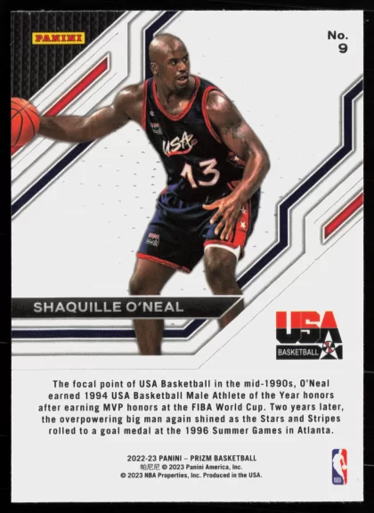 2022 2022-23 Panini Prizm Shaquille O'Neal Basketball card — Back thumbnail