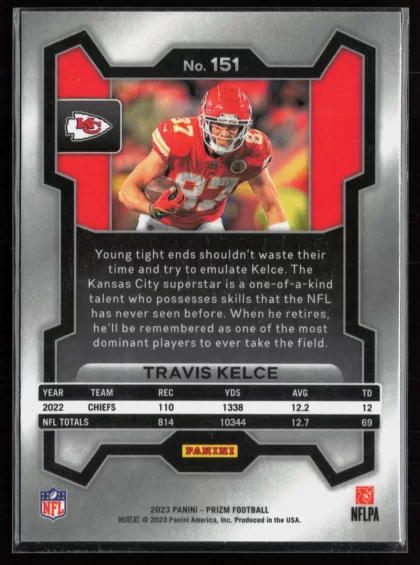2023 2023 Panini Prizm Travis Kelce Football card — Back thumbnail
