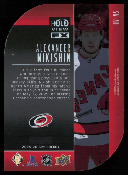 2025 2025-26 SPx Alexander Nikishin Hockey card — Back thumbnail
