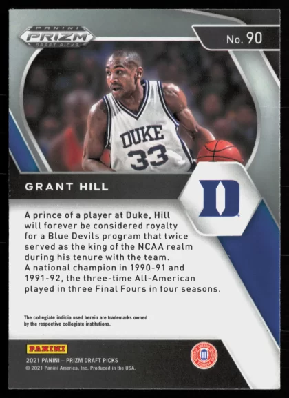 2021 2021 Panini Prizm Draft Picks Grant Hill Basketball card — Back thumbnail