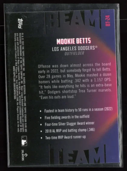 2022 2022 Stadium Club Chrome Mookie Betts Baseball card — Back thumbnail