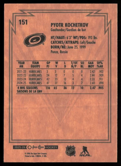 2025 2025-26 O-Pee-Chee Alex Ovechkin Hockey card — Back thumbnail