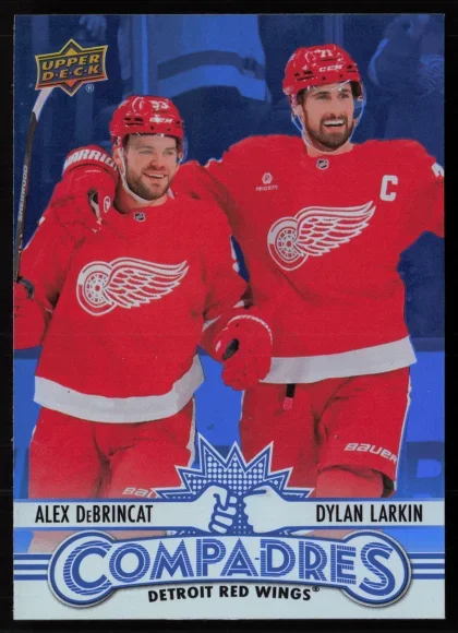 2025 2025-26 Upper Deck Alex DeBrincat / Dylan Larkin Hockey card — Front