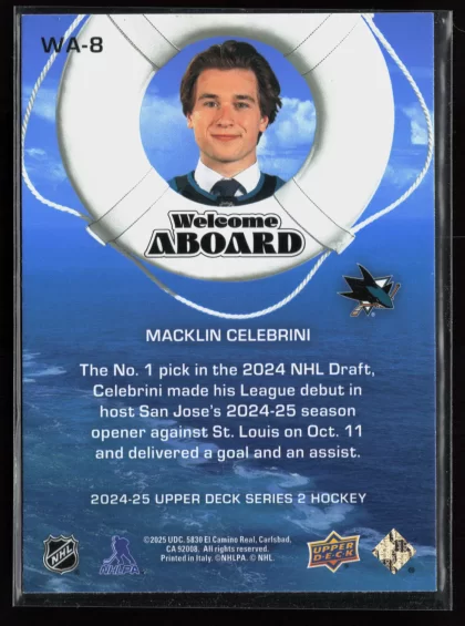 2024 2024-25 Upper Deck Will Smith Hockey card — Back thumbnail