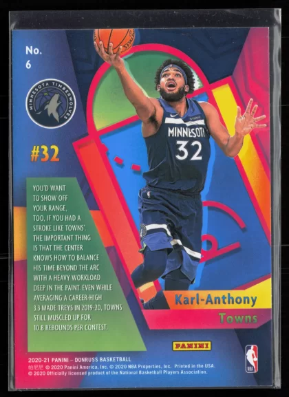 2020 2020-21 Donruss Karl-Anthony Towns Basketball card — Back thumbnail