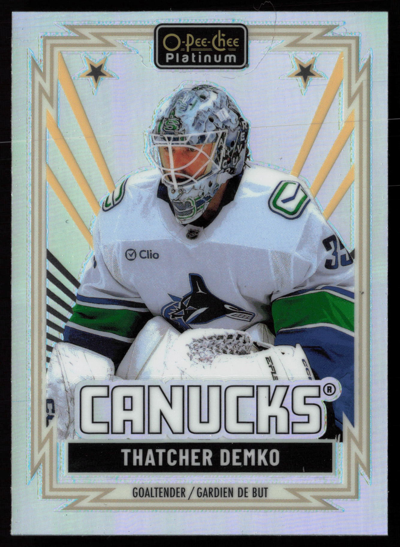 2025 2025-26 O-Pee-Chee Platinum Thatcher Demko Hockey card front — Card Source Canada