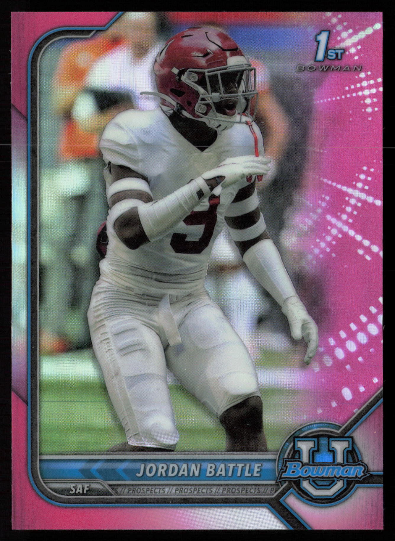 2021 2021-22 Bowman University Jordan Battle Football card front — Card Source Canada