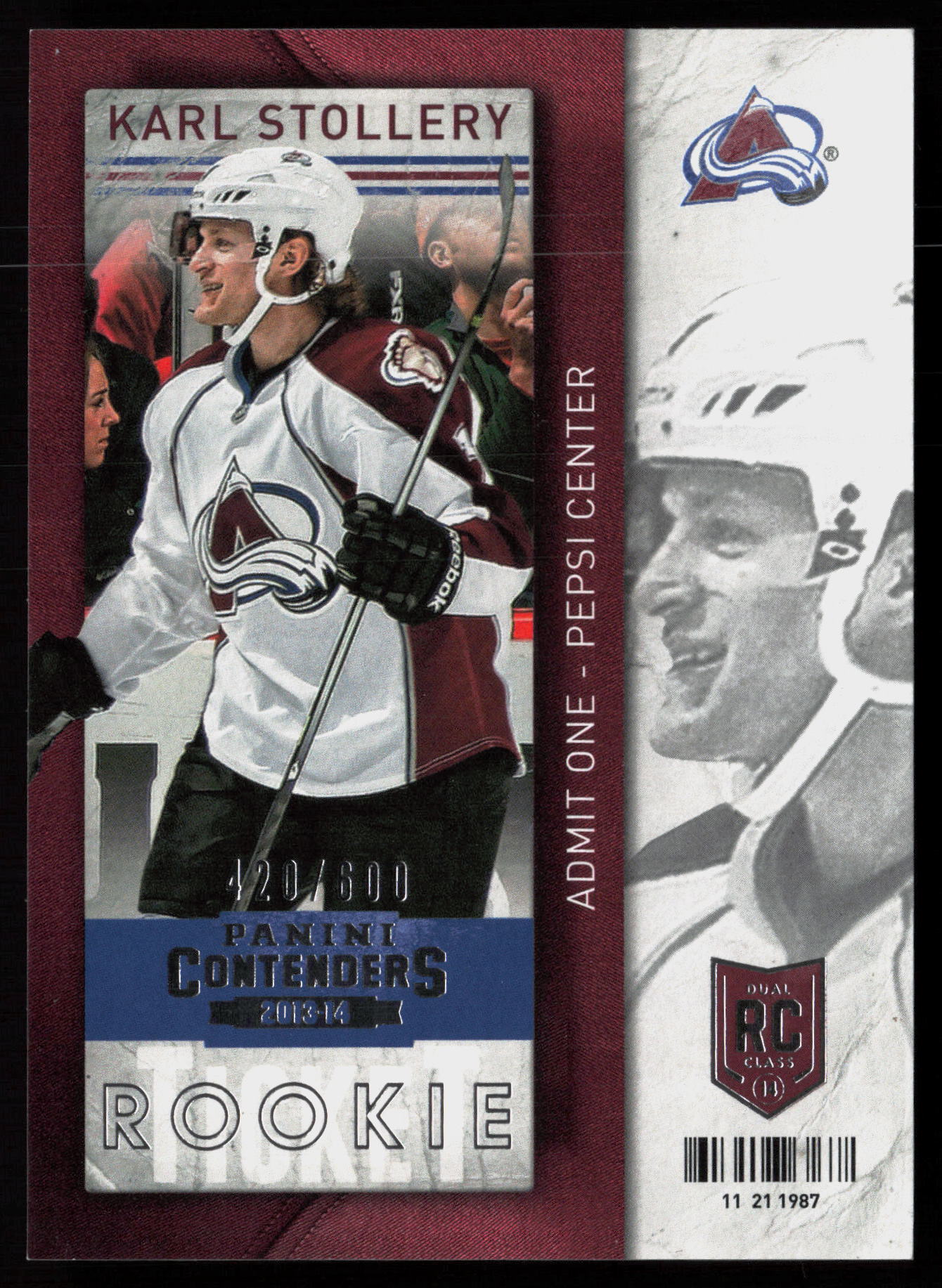 2013 2013-14 Panini Contenders Karl Stollery Hockey card front — Card Source Canada