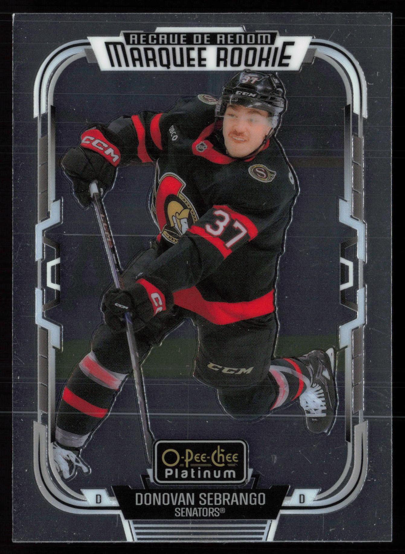 2025 2025-26 O-Pee-Chee Platinum Donovan Sebrango Hockey card front — Card Source Canada