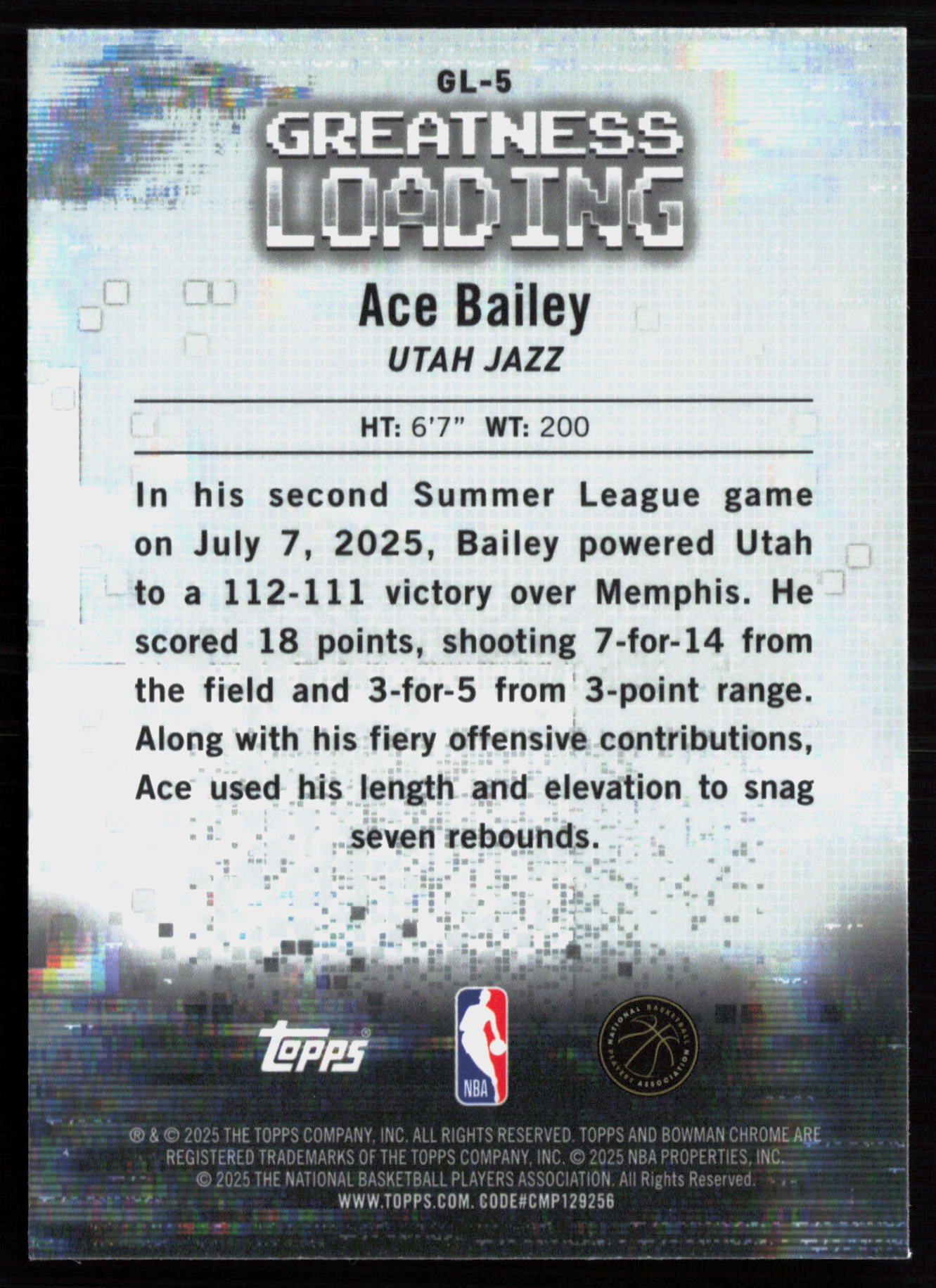 2025 2025-26 Bowman Nique Clifford Basketball card — Back thumbnail